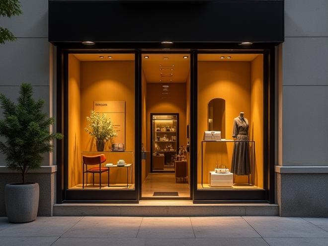 Stylish boutique storefront with inviting display and premium products
