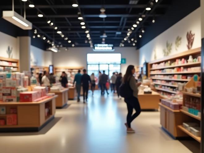 Vibrant retail interior capturing the lively shopping experience and customer engagement