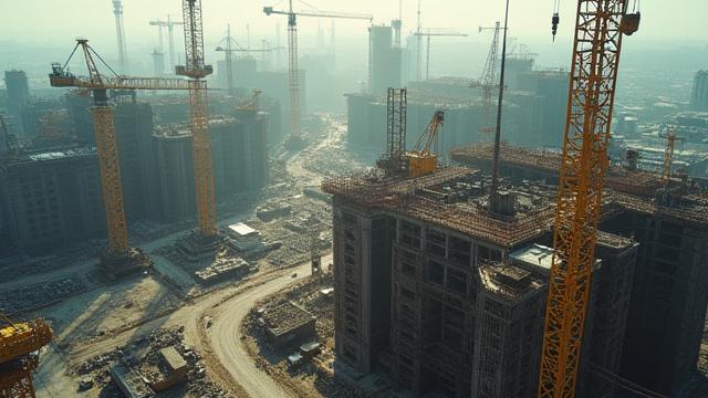 Thumbnail for video: Dynamic aerial fly-through showcasing the scale and activity of a large active construction site.