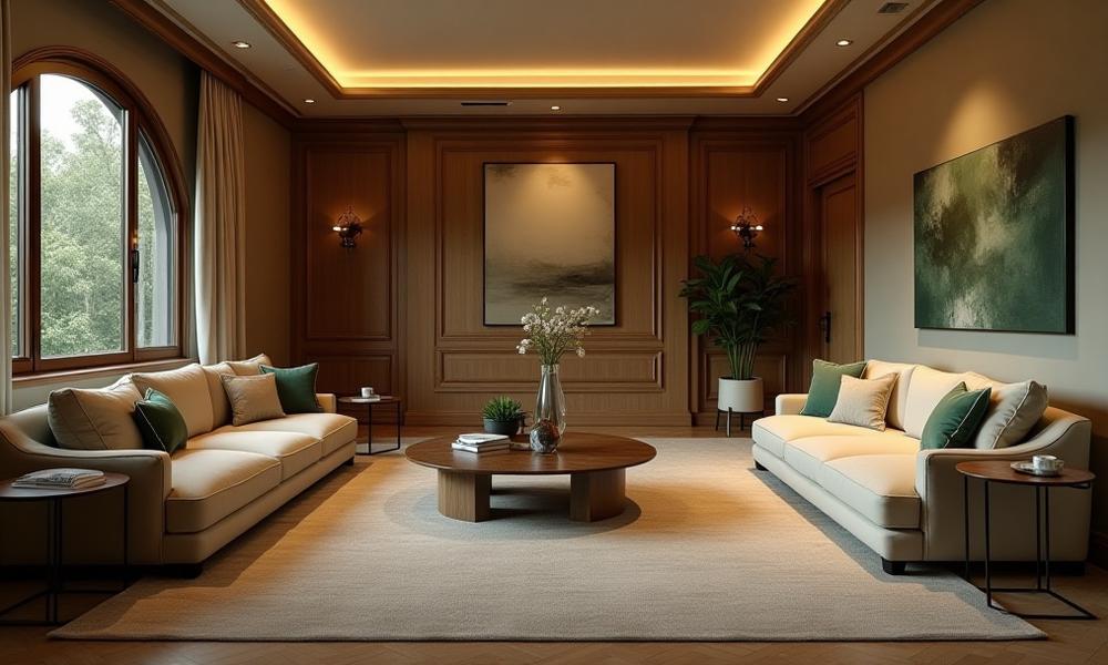 Before/After slider showing a darkly lit room with natural light transforming into a brightly and professionally lit room