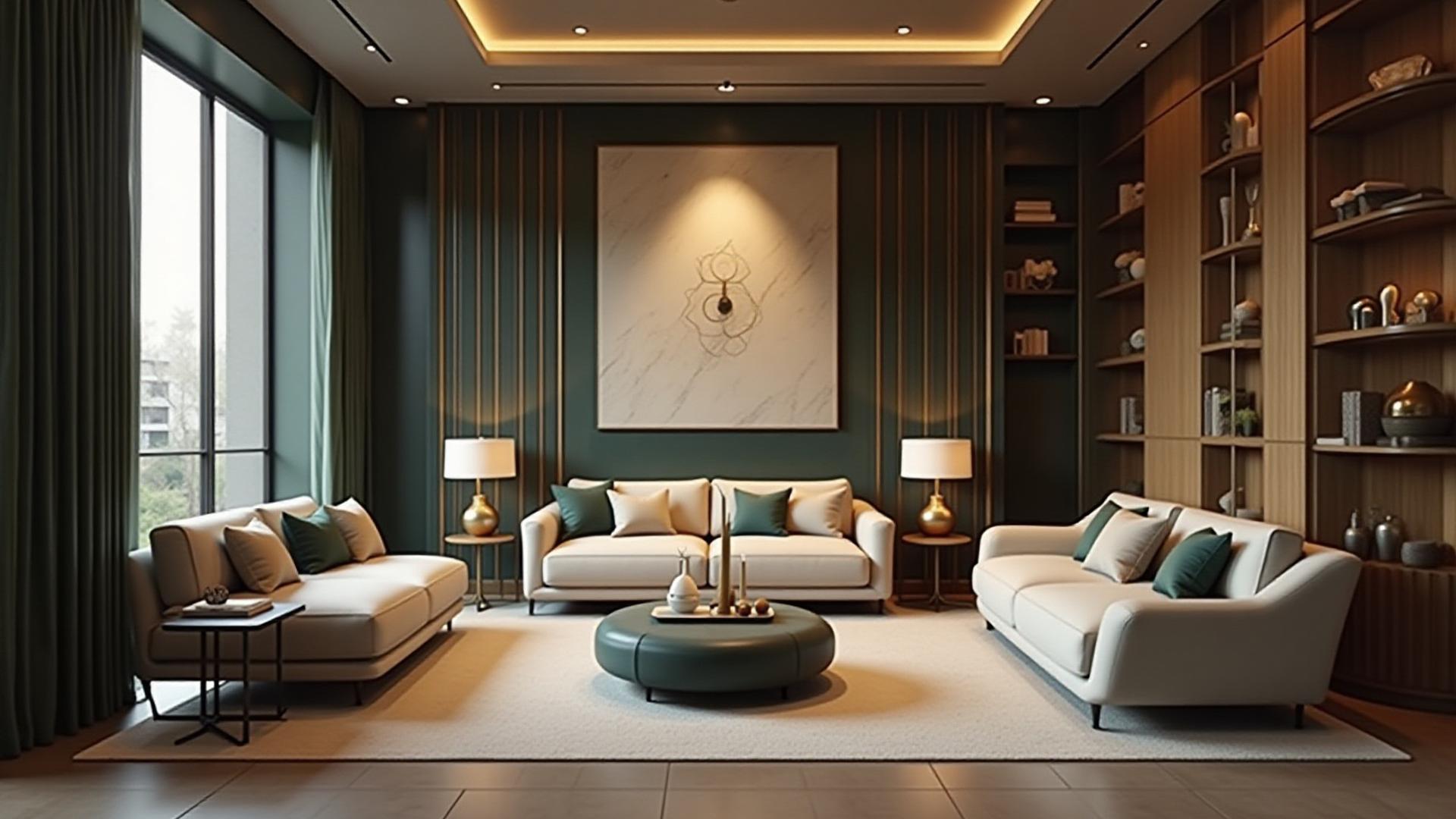 Impeccably styled and lit commercial interior space, showcasing modern design elements and ambient lighting in Manchester