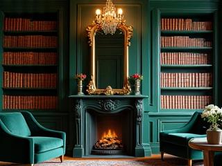 A opulent, classic luxury interior with rich fabrics, intricate details, and grand furnishings.